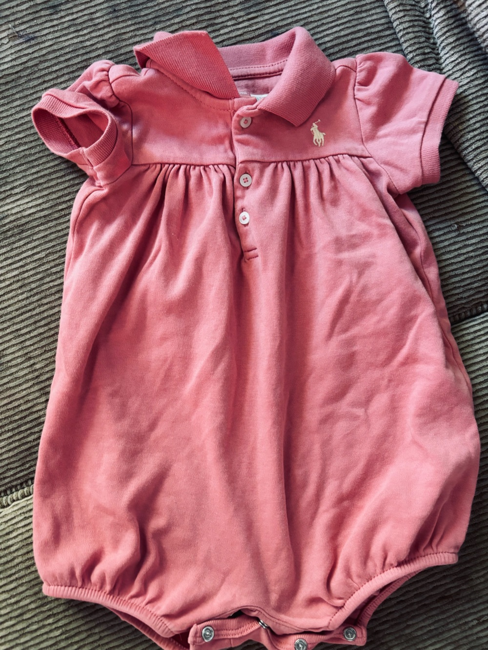 Ralph Lauren Pink Polo-Collar Skirted Bodysuit